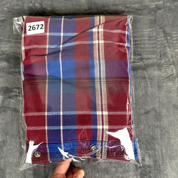 Wrangler 20X Button Down Shirt Men XL Red Blue Check Long Sleeve Western Burguny - Picture 7 of 7